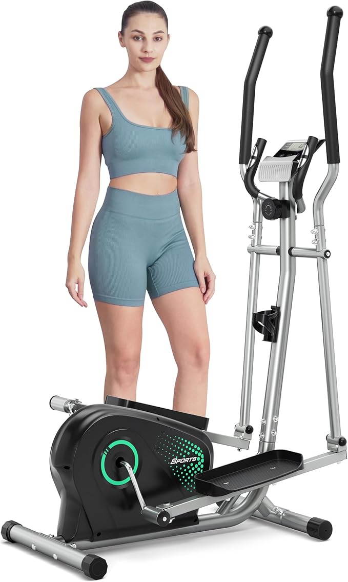 Dripex Elliptical Exercise Machine, Magnetic Elliptical Machine for Home, Hyper-Quiet Elliptical Training Machines w/ 6KG Flywheel, 16 Resistance Levels, Pulse Sensor, LCD Monitor