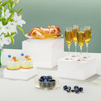 6pcs White Acrylic Food Display Risers Stands, Desert (Dessert) Risers, Buffet Display Stands, Acrylic Stands for Display, White Acrylic Boxes for Display - Dessert Buffet Displays, Party Wedding Cake Risers, Elevator Riser Decor, Food Risers for Decor...