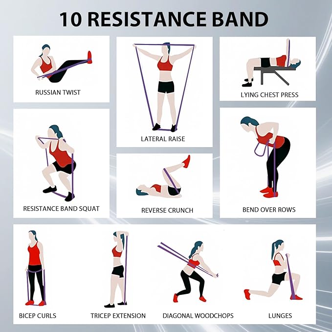 LEEKEY Resistance Bands, Exercise Bands with Handles,Pull Up Assist Bands - Band Set with Door Anchor - Bands for Working Out,Band for Men and Women Fitness Training,Home Workouts