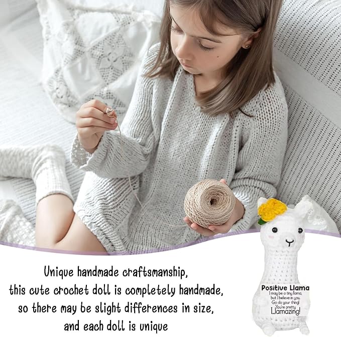 Inspirational Handmade Crochet liama, Positive Emotional Support liama, Valentine's Day Gift, Birthday Thanksgiving Basket Gift for Home Decorations
