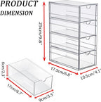 Hipiwe Plastic Drawer Organizer Clear Hair Accessories Organizer Box with 4 Pull Out Drawer Compact Storage Box for Cabinet Vanity Bathroom Pantry Office or Closet Organization