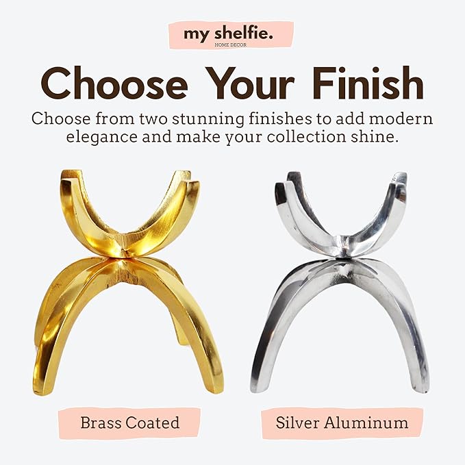 My Shelfie - Modern Silver Claw Rock Display Stand, Crystal Holder with Invertable Design, Crystal Display Holds Crystals From 2-3 Inches, Handmade Aluminum Rock Stands for Display, Small