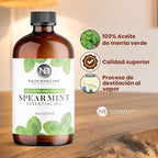 NaturoBliss Spearmint Essential Oil, 100% Pure and Natural Therapeutic Grade, Premium Quality Spearmint Oil, 4 fl. Oz - Perfect for Aromatherapy and Relaxation