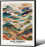 Vintage Yayoi Kusama Grasslands Posters Japanese Wall Art Yayoi Kusama Abstract Landscape Canvas Print for Stylish Room Bedroom Living Room Gallery Decor 8x10in Black Framed