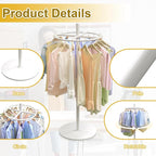 Round Garment Rack, Floor Standing Rotatable Clothing Rack, Portable Retail Display stand for Hanging Clothes Bedrooms Boutiques Commercial Shop Laundry Room