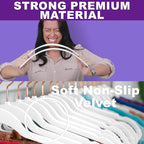 MIZGI Premium Velvet Hangers (60 Pack) Heavy Duty - Non Slip Felt Hangers - Velvet Suit Hanger White - Rose Gold Hooks,Space Saving Clothes Hanger