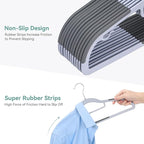50-Pack Heavy Duty Coat Hangers, Non-Slip, 0.2'' Slim, 360° Swivel Hook, 16.5 Inches Wide, Space-Saving Plastic Clothes Hangers for Suit, Shirt & Pants, Light and Dark Gray
