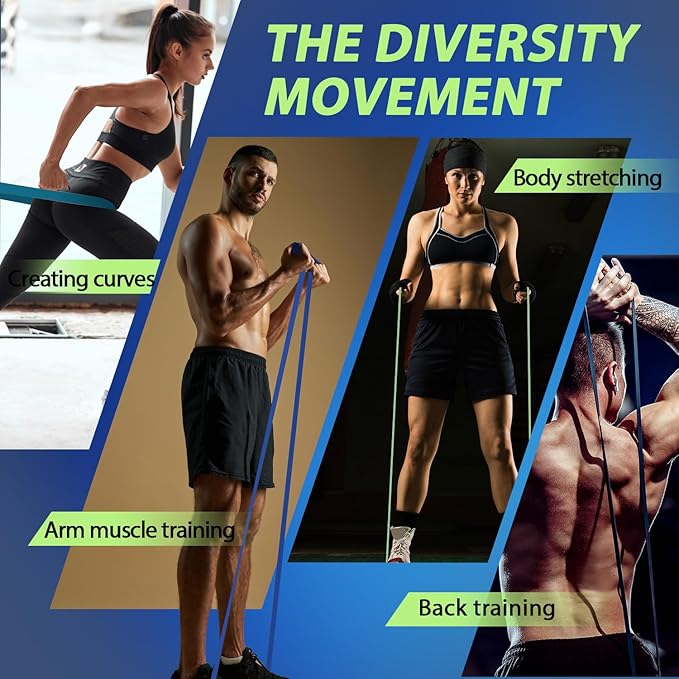 LEEKEY Resistance Bands, Exercise Bands with Handles,Pull Up Assist Bands - Band Set with Door Anchor - Bands for Working Out,Band for Men and Women Fitness Training,Home Workouts