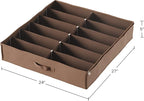 Everyday Home Under Bed Storage Shoe Organizer Bag with Clear Plastic Zippered Cover, Stores 12 Pairs of Shoes (Brown) (Pack of 2)