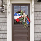 Patriotic Wreaths for Front Door, New 250th Anniversary Decorations, 4th of July Decorations Outdoor, Handcrafted Memorial Day Wreaths, Festival Celebration USA Flag Printed Wreath (B)