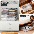 Clear Under Bed Storage Containers - 4 Pack Large Capacity Clothes Storage Bags with Lid & Sturdy Handles, Foldable Moving Bags, Clothing Organizer Totes for Bedding, Comforter, Sheet(60 L)