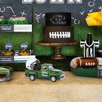Football Mini Metal Truck Farmhouse Vintage Vintage Metal Farm Pickup Truck Decor with Football Helmet Farmhouse Rustic Pickup Tiered Tray Decor for Home Shelf Table Center Decor (Green)