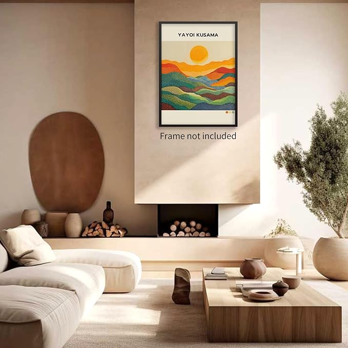 Yayoi Kusama1986 Wall Art Japanese Gallery Exhibition Wall Decor Yayoi Kusama Poster Abstract Landscape Canvas Print for Japanese Home Bedroom Decorations Artwork24x36in Unframed