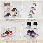 X-Large Acrylic Display Case Size 14 Sneaker Shoe Box with Magnetic Lid, Stackable Purse Organizer Handbag Storage Clear Figure Case Large Collectibles Showcase, Protection Organizer, 1 Pack