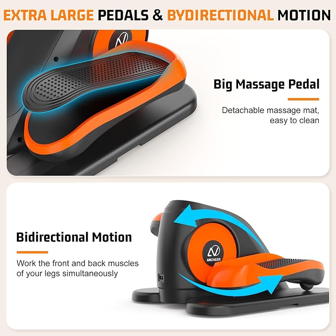 Under Desk Elliptical Machine, Leg Exerciser While Sitting for Seniors with Remote Control & 12-Speeds, Quiet Portable Electric Seated Pedal Exerciser Machine for Home Office