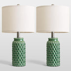 USumkky 20.5" Ceramic Table Lamps Set of 2 - Modern Farmhouse & Boho Style, Bedside Nightstand Lamps for Bedroom, Living Room End Table Lamps, Small Desk Lamp(Green)