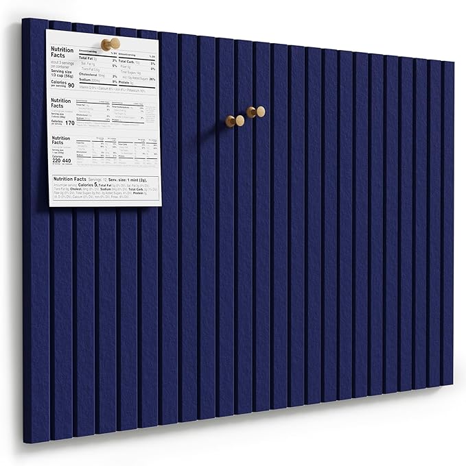 MaxGear Large Cork Boards for Walls 36" x 24", Dark Blue Felt Bulletin Board Tiles for Office Decor, 6 Pack Felt Wall Tiles with Slat Paneling, Push Pin Board Home Wall Organizer