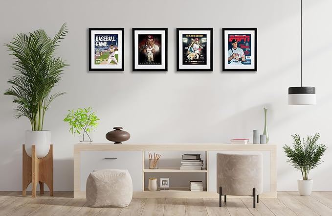 Goldfinch 2 Packs Sports Magazine Frames Displays Magazines Measuring 8.5 x 11.25 or 8.25 x 11 inches with Double White Core Matting, Deep Frame Moulding, with Installed Hanger