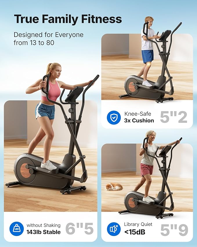 Merach Elliptical Machine, Elliptical Exercise Machine for Home with Hyper-Quiet Magnetic Drive System, Elliptical Training Machines with16.5-19IN Stride, Automatic Resistance, 400lbs Capacity