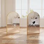 DUMOS Gold Metal Arch Vanity Rounded Rectangle Bathroom Mirrors for Over Sink Wall, 24x37 Inch Large Matte Mirror, Modern Decorative for Restroom, Farmhouse