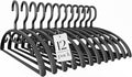 HOUSE DAY Plastic Clothes Hangers 12 Pack, Sweater Hangers No Shoulder Bump, Thick Heavy Duty Coat Hanger for Closet, Black Wide Hanger with Non-Slip Hook for Sweaters, Suits, Dresses, Jackets, Pants