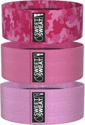 Sweet Sweat Hip Bands with 3 Levels of Resistance | Non-Slip Fabric Booty Bands for Squats & Lunges | Includes Free Mesh Carrying Bag