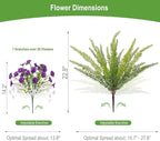 Artificial Flowers for Outdoors Faux Plants Outside Indoor,UV Resistant Silk Fake Petunia Tall Ferns for Home Patio Garden Back Yard Front Poch Decor Spring Summer(13 Bunchs,6 Multi Colors)