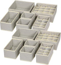 12 Pack Foldable Drawer Organizer Dividers Cloth Storage Box Closet Dresser Organizer Cube Fabric Containers Basket Bins for Underwear Bras Socks Panties Lingeries Nursery Baby Clothes Gray