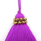 Tassellini Multi-Colored Layered Large Cotton Tassel with Hanging Loop for Furniture Décor, Home or Handbag Accessory (Purple)