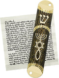 Mezuzah with Scroll for Door, Metal Mezuzah Case with Messianic Seal for Hebrew Home Blessing, Jewish Gifts, Jewish House Warming Decor, Christmas, Easter (Black)