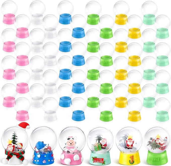 Mifoci 48 Pcs 4 Inch Empty Snow Globe Clear Fillable Water Globe with Screw Off Cap Empty Valentines Day Plastic Snow Case for DIY Crafts Home Decoration Display Plant