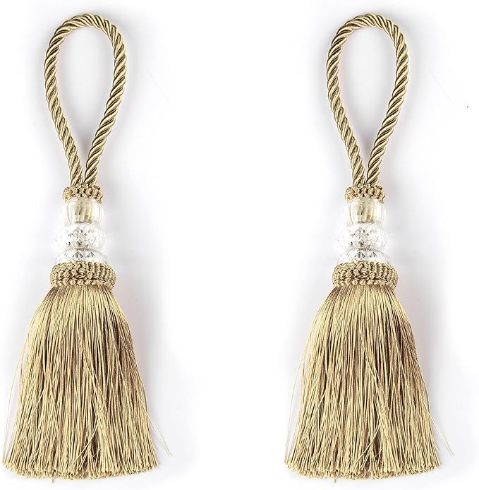 2 Pack Gold Tassels with Loops, Door Knob Tassel Large Handmade Tassel Craft, DIY Accessories for Home Decoration (Gold, 2)