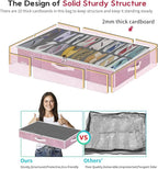 Onlyeasy Large Under Bed Shoe Organizer Container Box, Set of 2, Fit 16 to 32 Pairs of shoes, Underbed Shoes Closet Storage Solution, L37.7x W23.6x H5.9 inch, Cotton-like Pink, MXPUBS16P2