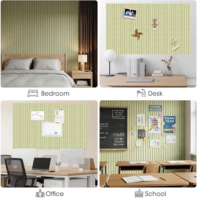 Large Cork Board for Walls 59" x 36",15 Pack 12"X12"Felt Bulletin Board Tiles with 120 Adhesive Tabs,Cork Board Alternative for Office Decor, Push Pin Board Wall Organizer-Sage Green