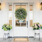 24" Eucalyptus Wreath with Hello Sign for Front Door, All Seasons Greenery Wreath, Artificial Eucalyptus Wreath for Farmhouse Porch, Window, Wall, Year Round Spring Summer Outdoor & Indoor Home Decor