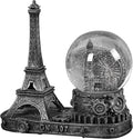Eiffel Tower Snow Globe LED Music Crystal London Eye Ferris Wheel Home Decoration for Living Room Bedroom Book Shelf TV Cabinet Desktop Decor Statue Figurine Table Centerpieces Ornaments (B, Silver)