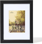 KTKDE 9x12 Wooden Picture Frame,Display Pictures 6x8 with Mat or 9 x 12 Without, Tempered Glass, 9 by 12 Black Frames Wall Gallery Photo Frames Poster Frame best gift