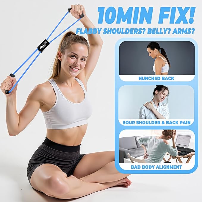 Figure 8 Resistance Bands for Women Men, Exercise Bands with Handles, 8 Shaped Resistance Bands for Back, Arm, Chest & Shoulder Workout, Home Gym Equipment for Yoga, Pilates, Physical Therapy