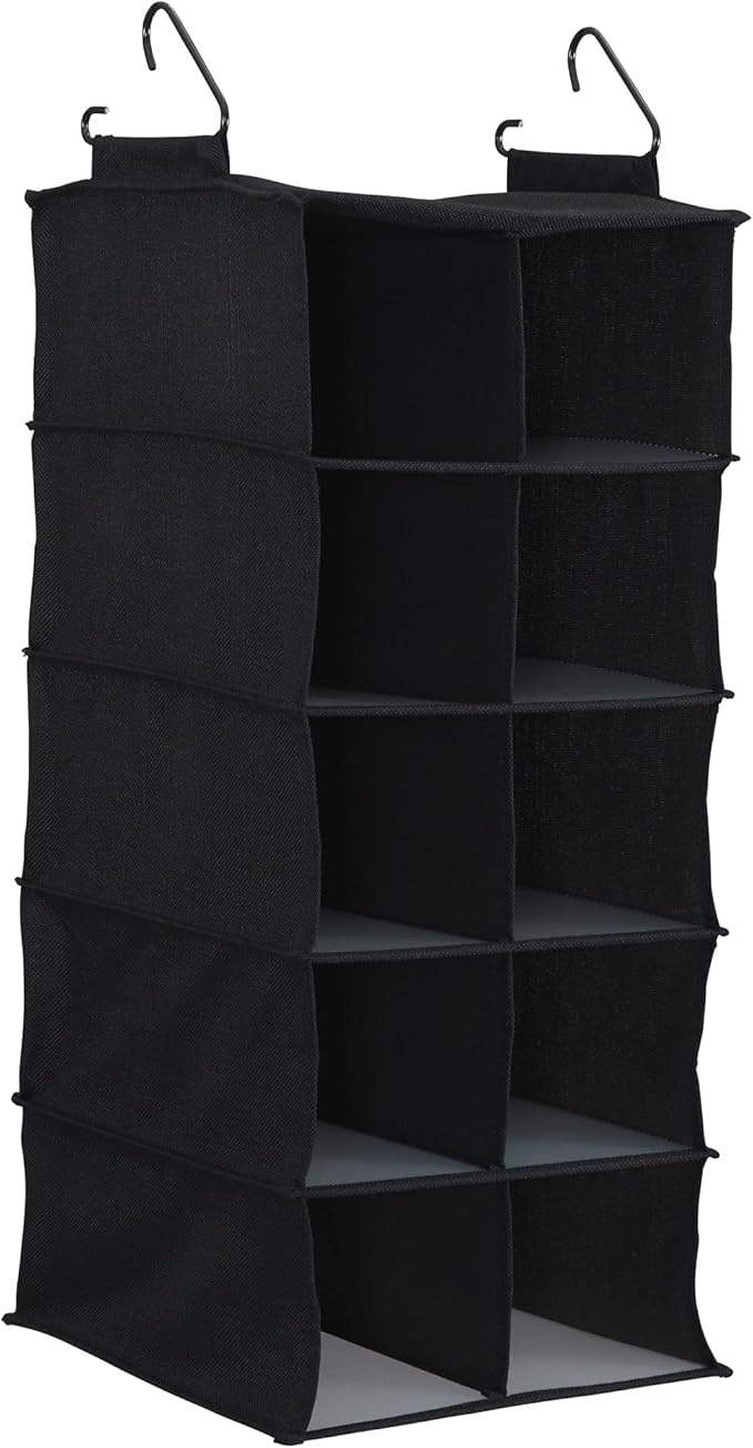 Household Essentials 10 Pocket Hanging Shoe Closet Organizer with Hooks