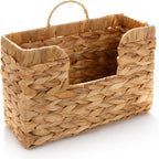 Hanging Magazine Basket for Mail Book File - Woven Wall Magazine Holder Storage for bathroom Kitchen Office - Water Hyacinth Farmhouse Storage