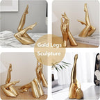 Golden Legs Sculpture Elegant Resin Home Decor Legs Statues Versatile Indoor/Outdoor Ornament, Bedroom, Office Desktop, Cabinets, Perfect (Bent Leg)