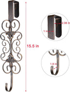 2 PCS Wreath Hangers for Front Door 15.5" Wreath Hook Over The Door, Decorative Scroll and Fleur De lis Wreath Holder,Antique Copper