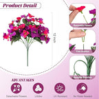 Artificial Flowers Faux Plants for Outdoors Spring Summer Decor, 6 Bundles Fake Bougainvillea Silk Flowers UV Resistant Realistic for Outside Planter Porch Patio Garden Home (Purple Fuchsia)