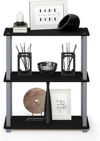 Furinno TURN-S-TUBE Storage Shelves Set of 2, 3-Tier Book Shelf, Corner Shelf, Toolless Open Shelves, Square Tubes, for Organization and Storage, Living Room, Garage, Home Office, Black