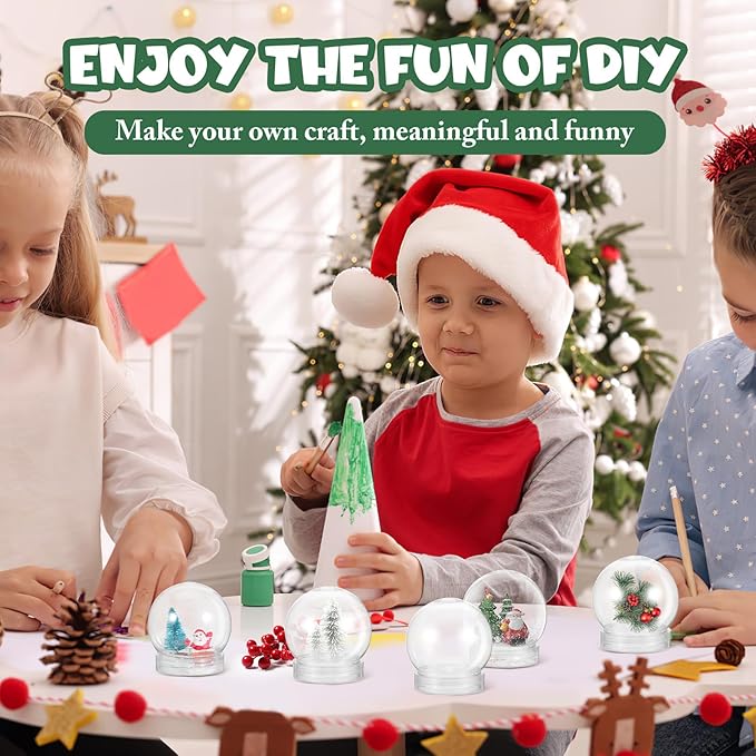 BESTOYARD 15 Pack DIY Clear Plastic Snow Globe Kit with Screw-Off Caps, Refillable Water Globes for Photo Inserts, Classroom Crafts, Teacher, Kids Crafts, Christmas Holiday Decor