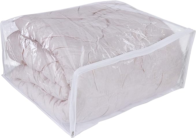 NUYKOUY Clear Vinyl Storage Bags with Zipper 24x20x11 Inch, Clothes Bag Organizer, Space Saver PVC Comforter Clear Storage Bags for Blanket, King Size Pillows Storage,Linen Storage (3 Pack.)