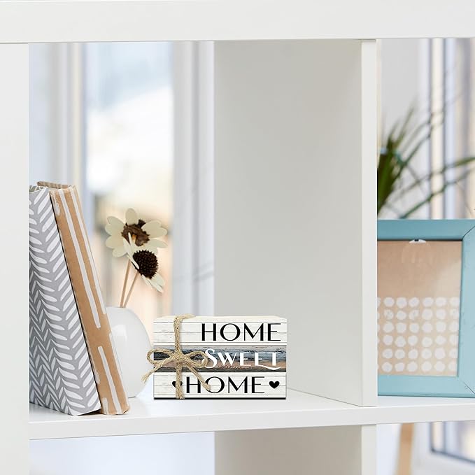 Mini Decorative Books For Home Decor, Small Wood Book Stack For Table Decor, Home Decor Book For Living Room Mantel, Farmhouse Stacked Books Decorative（L39）