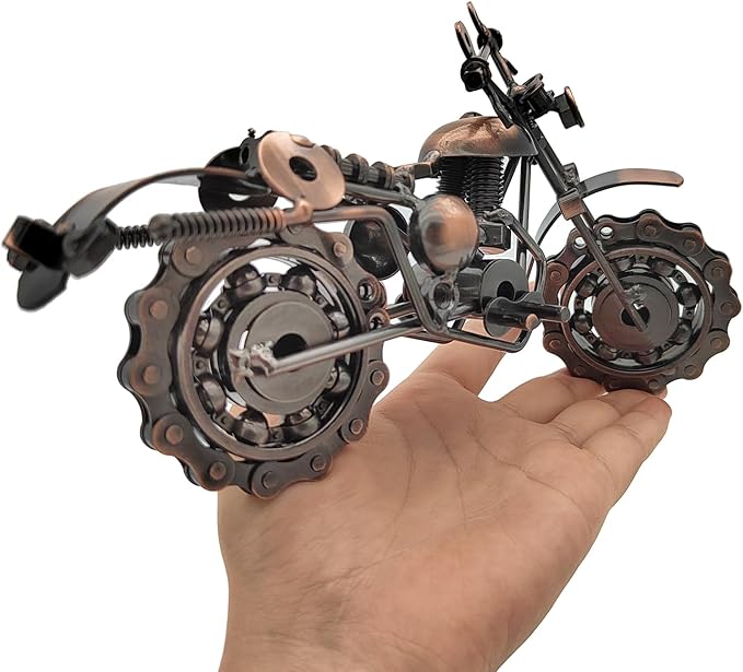 Tipmant Antique Vintage Motorcycle Model Retro Iron Metal Bicycle Vehicle Office Home Décor Room Desk Decoration Ornaments Handmade Handcrafts Collections