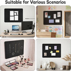 Thboxes Bulletin Board, 24" x 18" Foldable Cork Board Felt Pin Boards with 35 Pushpins Self-Adhesive Photo Decorative Felt Boards for Walls, Office, School, Classroom, Home, Bedroom - Black