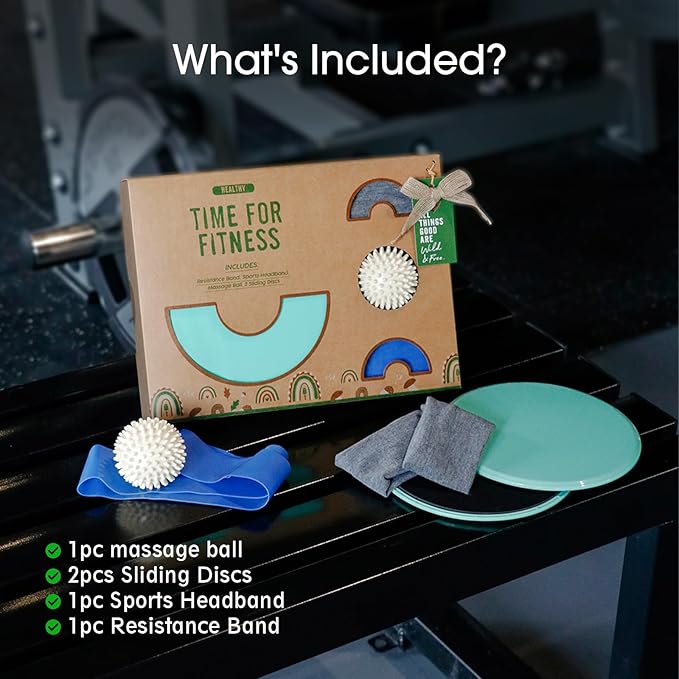 Creative Fitness Yoga Gifts Incluude massage ball resistance band sports headband sliding discs Pilates Kit at Home Workout Yoga Kit for Women Mothers Day Birthday Gifts Sets for Girl & Mom